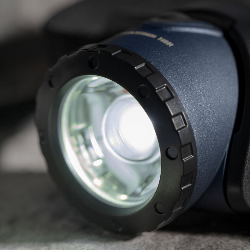 Close up of lens on Ledlenser Headlamp H8R 25th Anniversary Edition