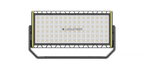 Front view of Ledlenser AF12F Work Floodlight with robust aluminium house, flexible mounting, and multi-concentrated light technology - shown at forty five degrees with stand angled behind