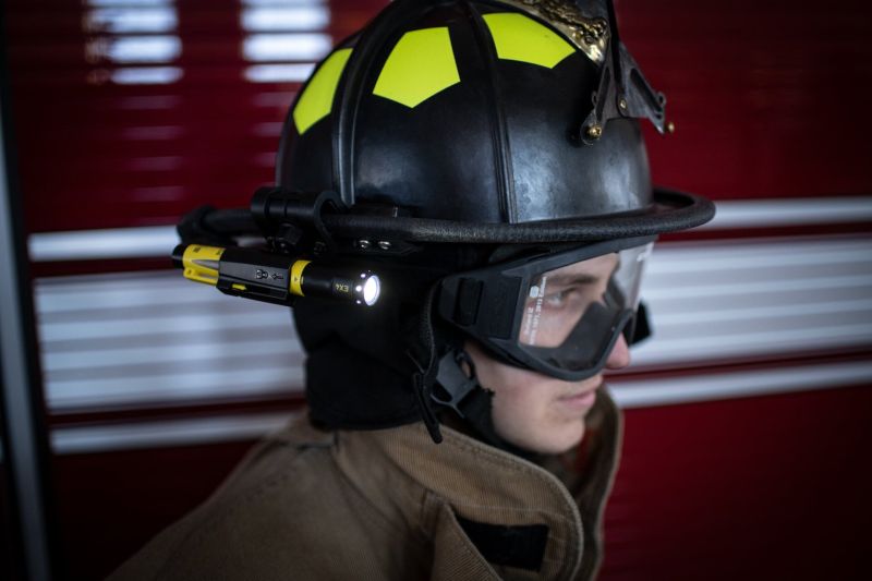 Image of working using the Ledlenser EX4 torch with it attached to their hard hat using an intelligent mount (not included)