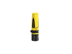 Front on end view of yellow and black Ledlenser EX7R rechargeable torch for use in Ex-Zone 0/21 with gas groups IIA, B or C (up to T4) or dust groups IIIA, B or C (up to T135°C)
