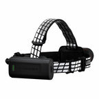 Close up of battery on H19R Signature Rechargeable Headlamp - Black with Black/White head strap