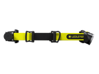 Side view of Ledlenser iH8R rechargeable headlamp with branded headband - Black /Yellow