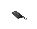 Three quarter back view of rectangular Ledlenser K6R rechargeable Keyring Light - Black with charging port open