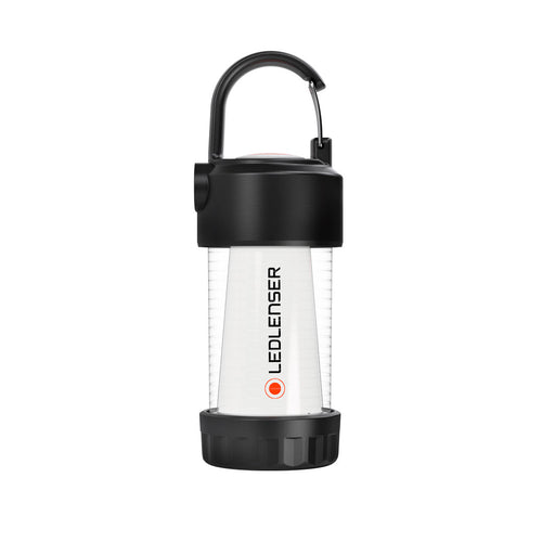 Front view the Ledlenser ML4 rechargeable lantern with carabiner snap hook on top - Black | Ships Within New Zealand