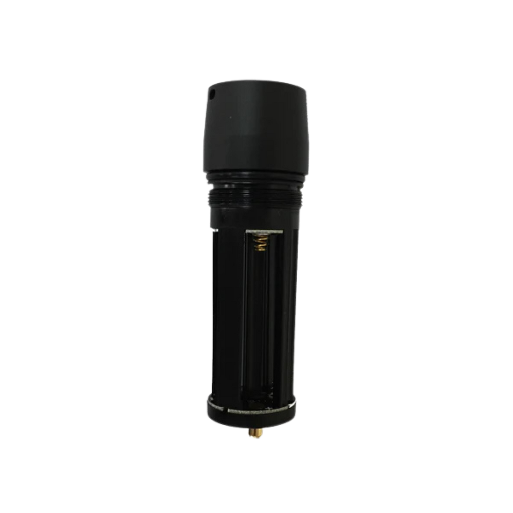 Side on-end view of replacement battery box + switch for the Ledlenser P7.2 torch. Also suits the P7 and P7QC. Not compatible with P7 Core | Ships Within New Zealand