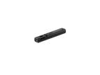 Three quarter view of Ledlenser W4R rechargeable work light with pocket clip and battery pack details showing and spotlight LED at end - Black 