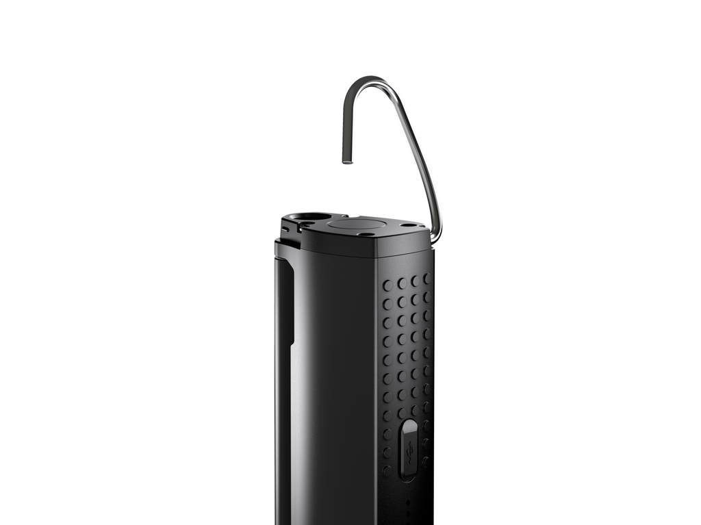 Close up of fold-out mounting hook at end of Ledlenser W7R rechargeable work light - Black