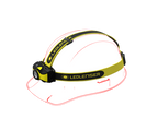 Artist's impression of Ledlenser iH9R Rechargeable Headlamp being worn with safety helmet
