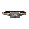 Front view of Ledlenser HF4R Signature rechargeable headlamp with camo branded head strap and lamp | LED502884