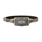 Front view of Ledlenser HF4R Signature rechargeable headlamp with camo branded head strap and lamp | LED502884