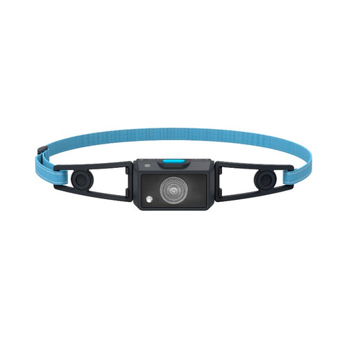 Front view the Ledlenser NEO1R rechargeable headlamp with reflective headband – Blue | LED502713