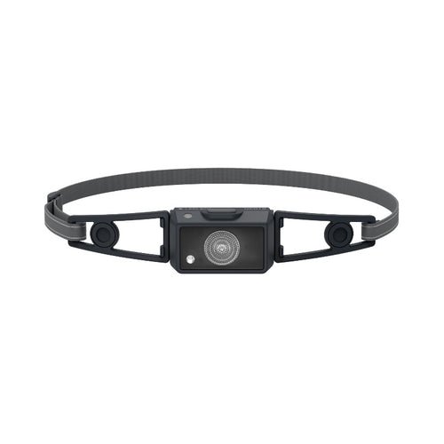 Front view the Ledlenser NEO1R rechargeable headlamp with reflective headband – Black. Ships Within New Zealand | LED502712